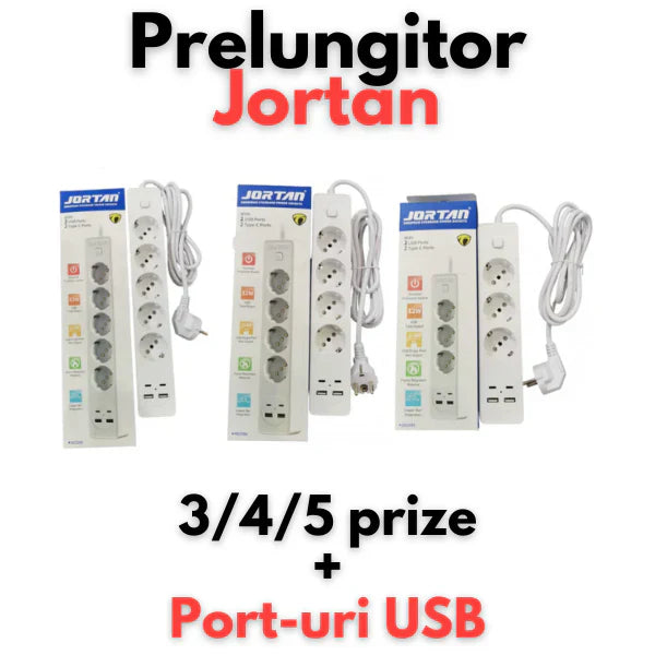 Prelungitor 3 4 sau 5 prize + 2 porturi USB — Utilitate Smart Zi de Zi