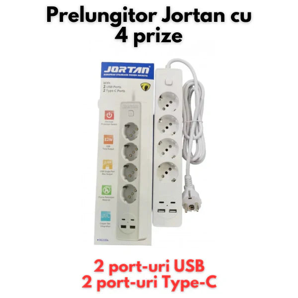 Prelungitor 3 4 sau 5 prize + 2 porturi USB — Utilitate Smart Zi de Zi