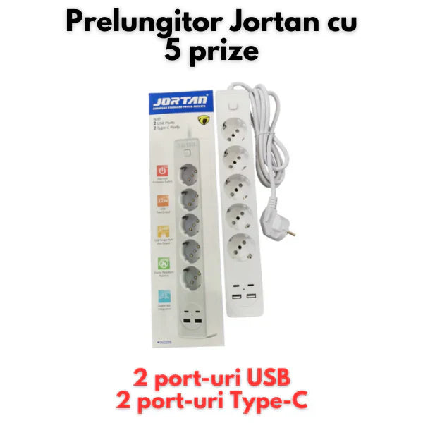 Prelungitor 3 4 sau 5 prize + 2 porturi USB — Utilitate Smart Zi de Zi