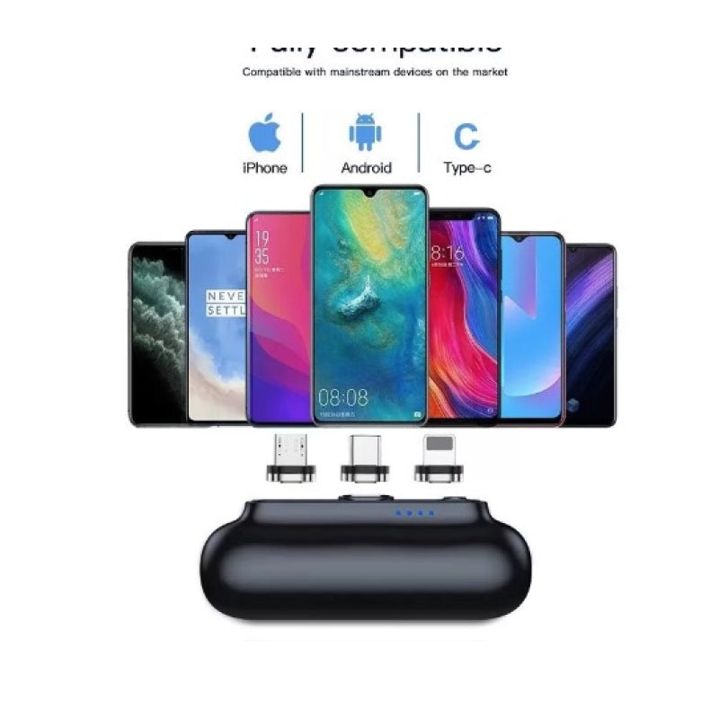 Baterie externa magnetica 3 in 1 5000 mAh Negru — Utilitate Smart Zi de Zi