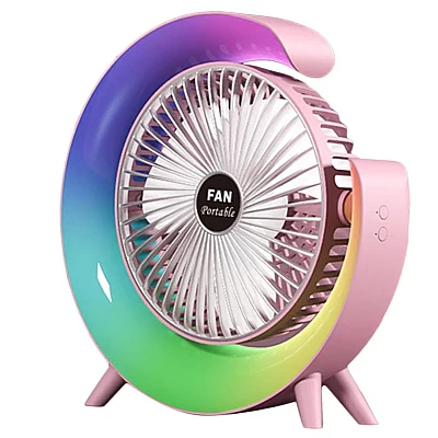Mini ventilator de birou rotund cu LED RGB — Utilitate Smart Zi de Zi