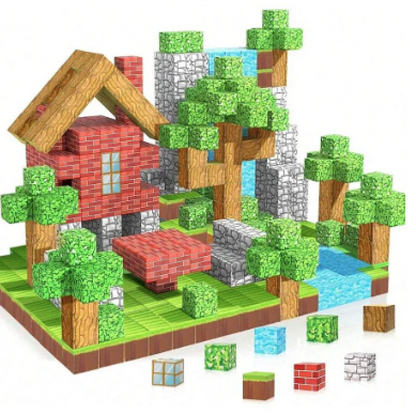 Blocuri magnetice de constructie 3D 2.5 cm — Util Pentru Familie și Copii