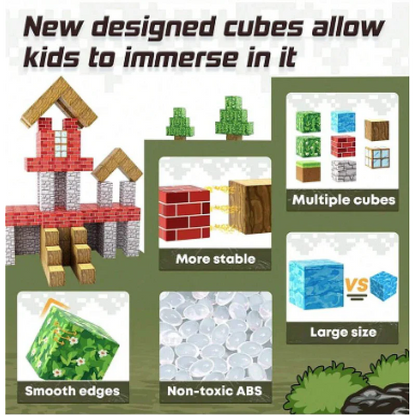 Blocuri magnetice de constructie 3D 2.5 cm — Util Pentru Familie și Copii