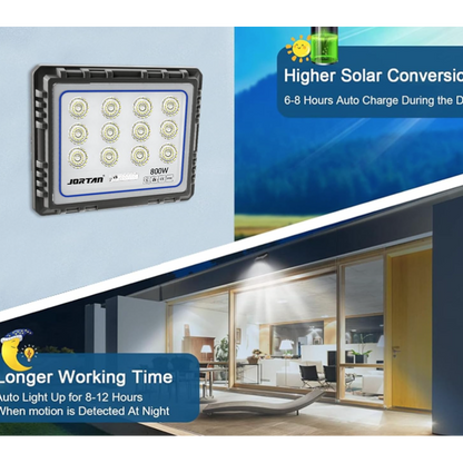 Proiector solar LED Jortan 600/800/1000W cu panou solar IP66 — Ambient Modern Pentru Acasă