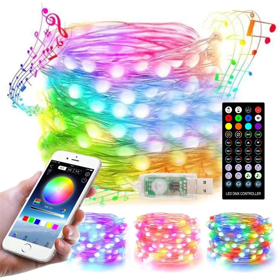 Instalatie Craciun Led-uri RGB USB — Ambient Modern Pentru Acasă