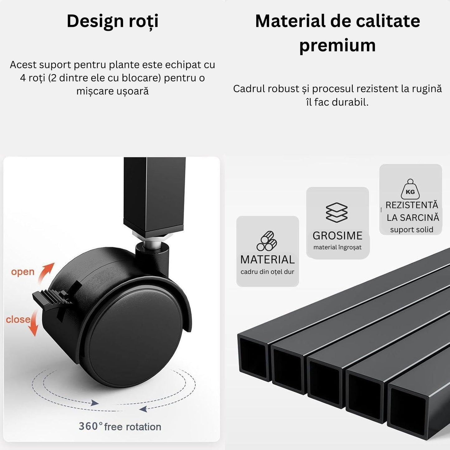Etajeră plante cu 4 rafturi bambus și roți — Confort Practic Pentru Casa Ta
