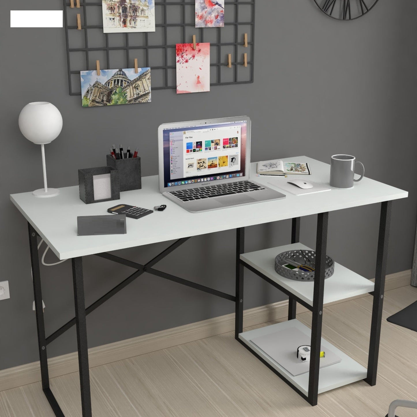 Birou modern cu rafturi laterale – PAL 18 mm — Confort Practic Pentru Casa Ta