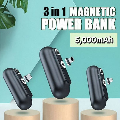 Baterie externa magnetica 3 in 1 5000 mAh Negru — Utilitate Smart Zi de Zi