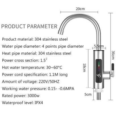 Robinet electric instant din inox 3000W — Mai Mult Confort în Bucătărie