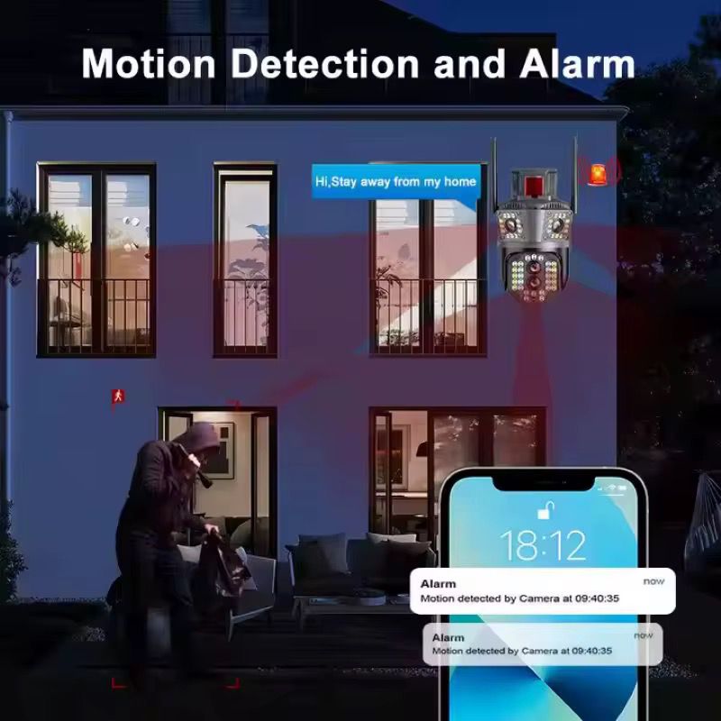 Camera Supraveghere Tripla 4K WiFi PTZ, Zoom 10X, Auto Tracking, IP66, A-108