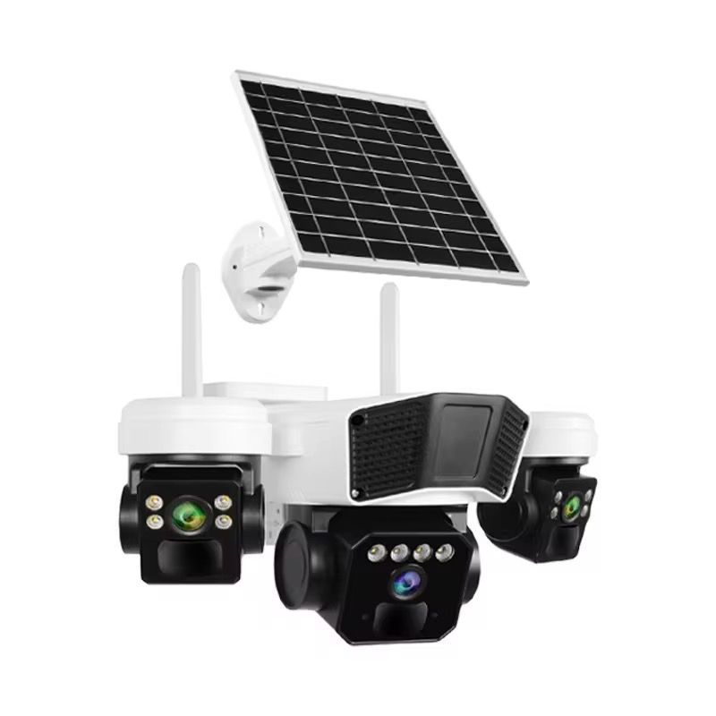 Camera Supraveghere Tripla 4G 15MP PTZ, Panou Solar, Zoom 10X, IP66, A-107