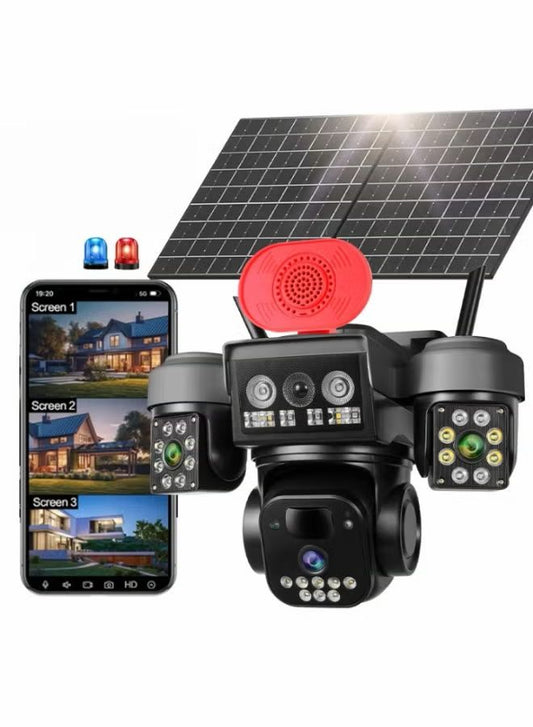 Cameră Supraveghere Solară 4G PTZ 12MP, IP66, Audio Bidirecțional, A-106