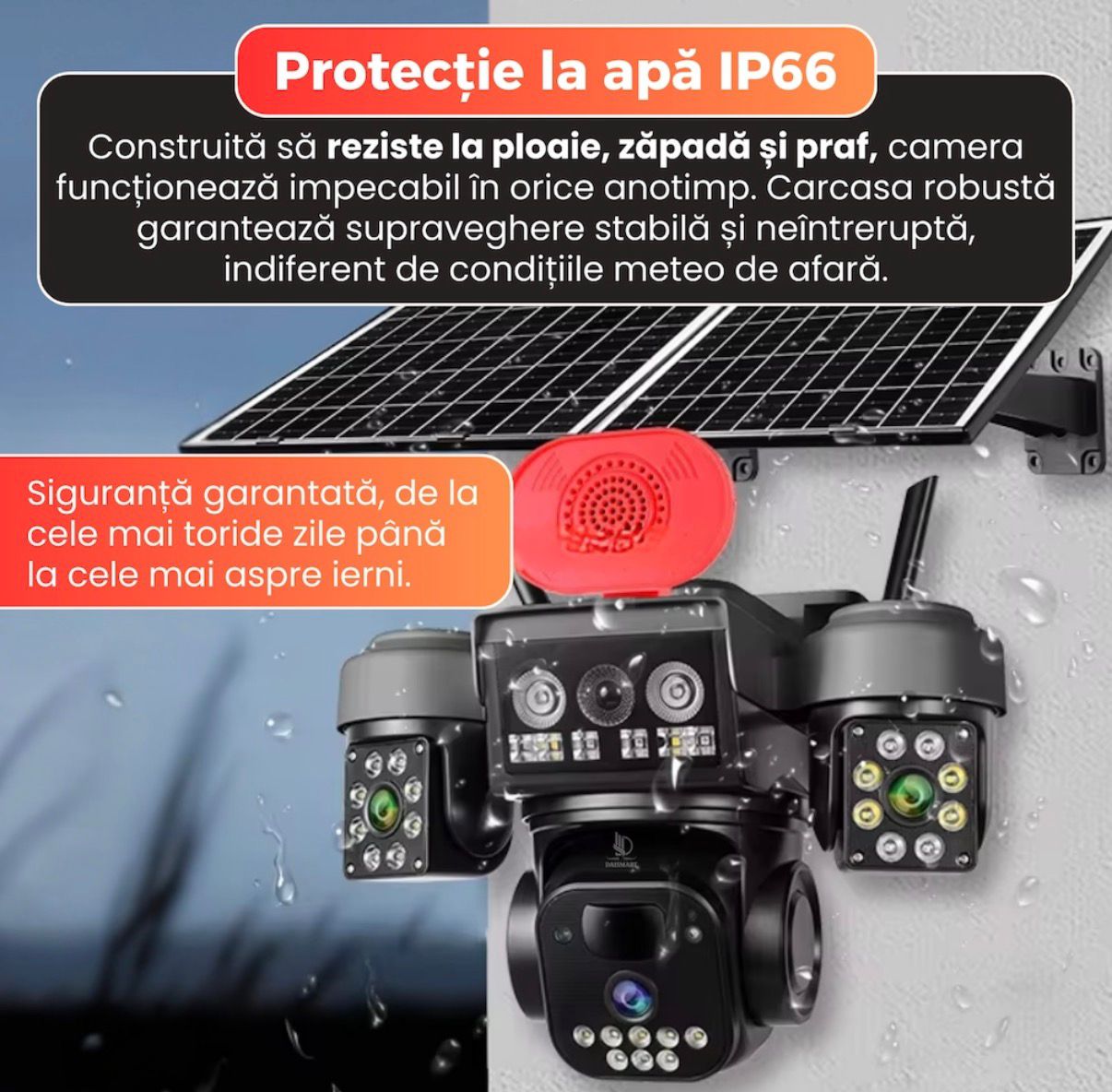 Cameră Supraveghere Solară 4G PTZ 12MP, IP66, Audio Bidirecțional, A-106