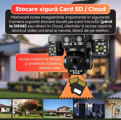 Cameră Supraveghere Solară 4G PTZ 12MP, IP66, Audio Bidirecțional, A-106