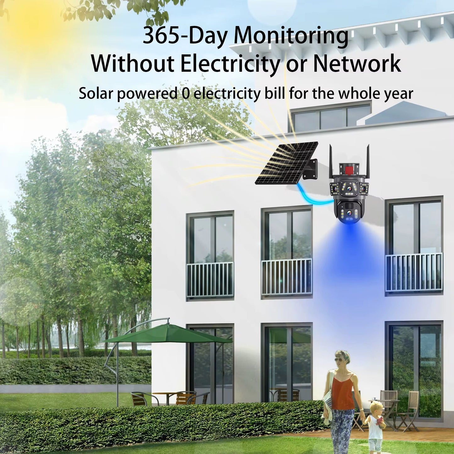 Camera Supraveghere 4G cu Panou Solar, Dual Lens PTZ, Zoom 10X, Audio Bidirectional, IP66, A-105