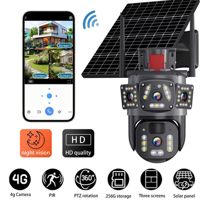 Camera Supraveghere 4G cu Panou Solar, Dual Lens PTZ, Zoom 10X, Audio Bidirectional, IP66, A-105