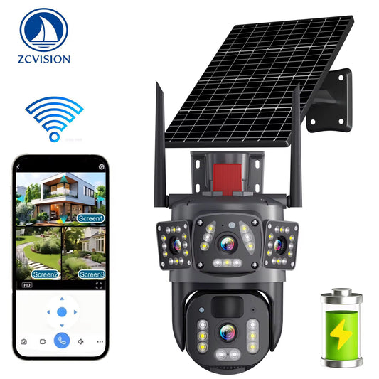 Camera Supraveghere 4G cu Panou Solar, Dual Lens PTZ, Zoom 10X, Audio Bidirectional, IP66, A-105