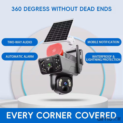 Camera Supraveghere 4G 8MP Dual Lens cu Panou Solar, Audio Bidirectional, Vedere Nocturna, IP66, A-104