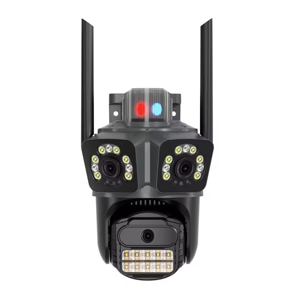 Camera Supraveghere Tripla 15MP 8K WiFi, Zoom 8X, Sirena, AI Tracking, Audio Bidirectional, IP66, A-103