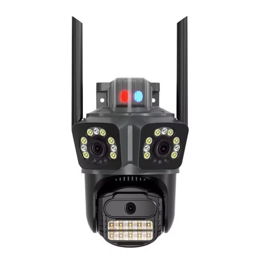 Camera Supraveghere Tripla 15MP 8K WiFi, Zoom 8X, Sirena, AI Tracking, Audio Bidirectional, IP66, A-103