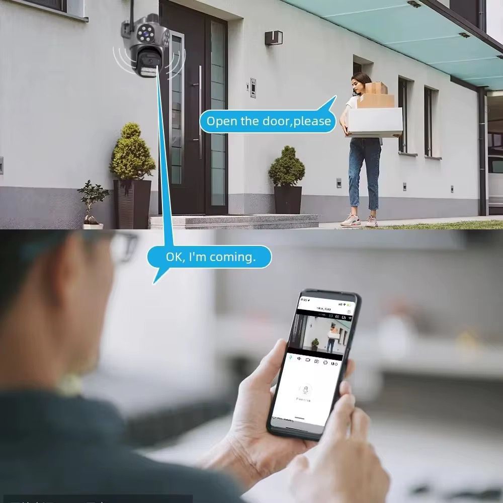 Camera Supraveghere Tripla 15MP 8K WiFi, Zoom 8X, Sirena, AI Tracking, Audio Bidirectional, IP66, A-103