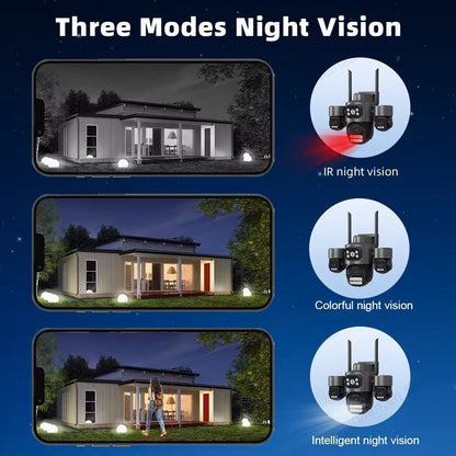Camera Supraveghere WiFi PTZ 3 Lentile Full HD, Vedere Nocturna Color, AI, IP66, A-101