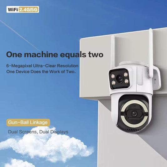 Camera Supraveghere WiFi Dual Lens 6MP PTZ IP66, Vedere Nocturna Color, Tracking Uman, Audio, A-100