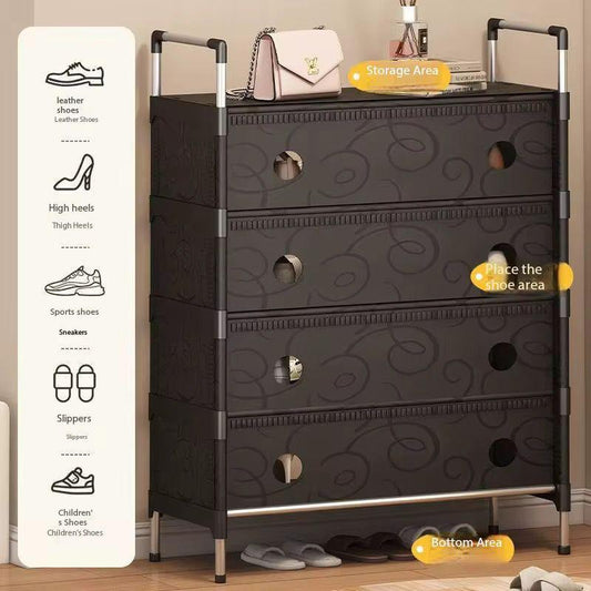Dulap Multifuncțional pentru Pantofi cu 5 Rafturi, 101x60x30 cm, Negru, A-152-8