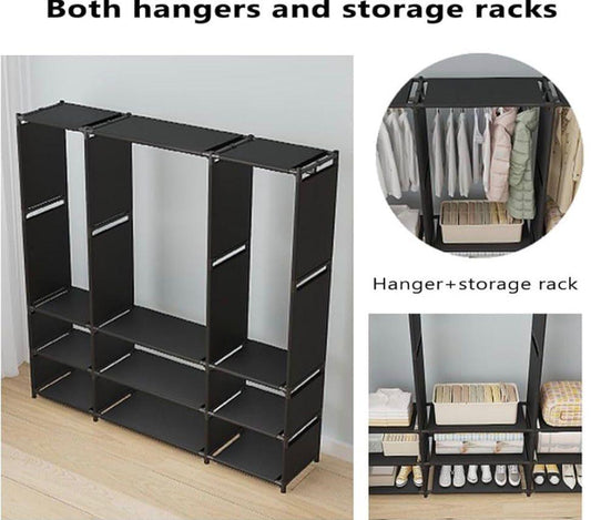 Dulap Organizator Haine cu Rafturi și Bară Umerașe, 130x36x170 cm, A-152-6