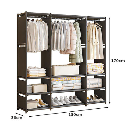 Dulap Organizator Haine cu Rafturi și Bară Umerașe, 130x36x170 cm, A-152-6