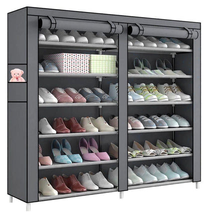 Dulap Textil pentru Pantofi cu 10 Rafturi, Organizator Pliabil, 113x107x30 cm, Negru, A-152-5-BK