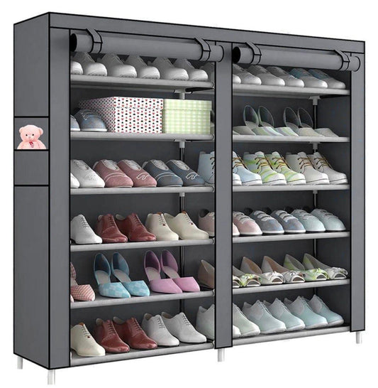 Dulap Textil pentru Pantofi cu 10 Rafturi, Organizator Pliabil, 113x107x30 cm, Negru, A-152-5-BK