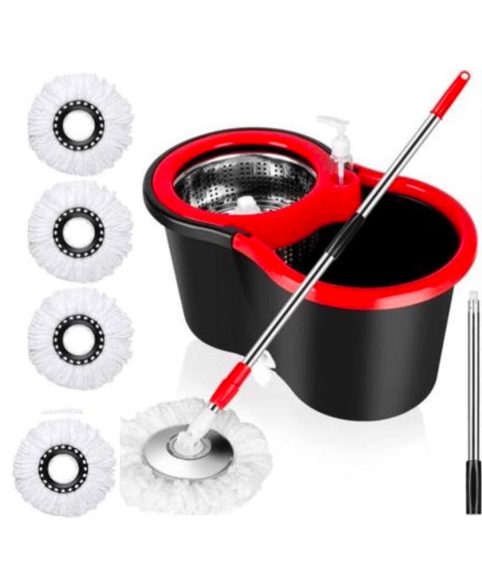 Set mop rotativ cu cuvă din inox și 5 rezerve diferite
