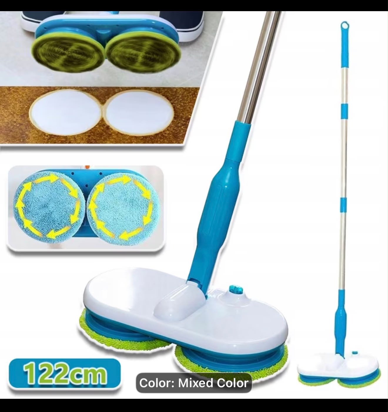 Mop electric rotativ fără fir cu două capete, reîncărcabil