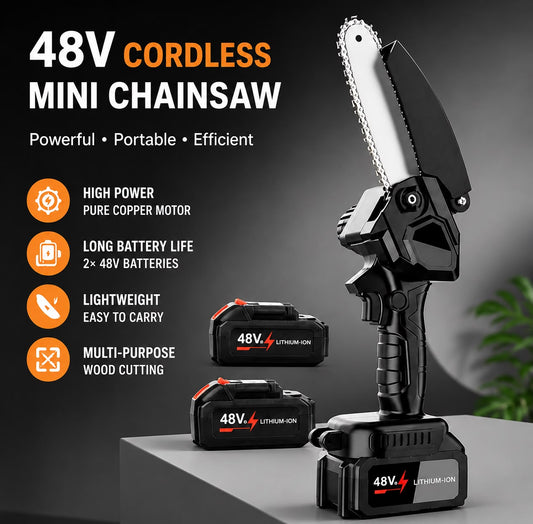 Drujbă electrică 8 inch cu 2 acumulatori 48V și kit complet de accesorii