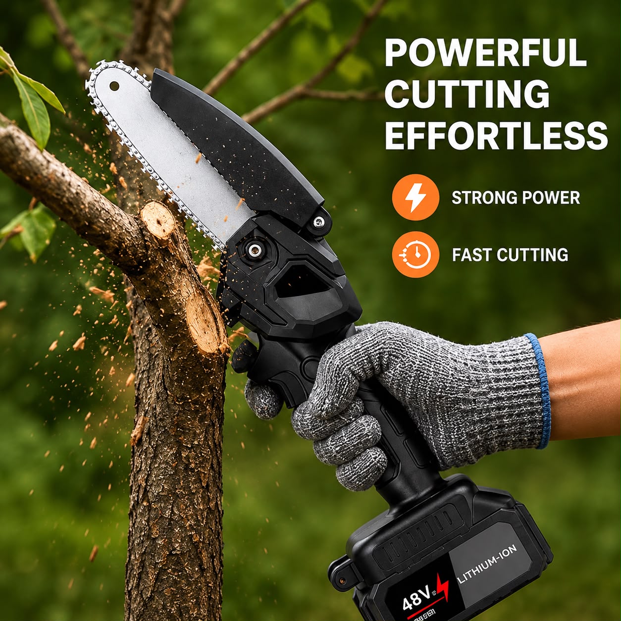 Kit drujbă electrică 8 inch cu lanțuri de rezervă, mănuși și ochelari