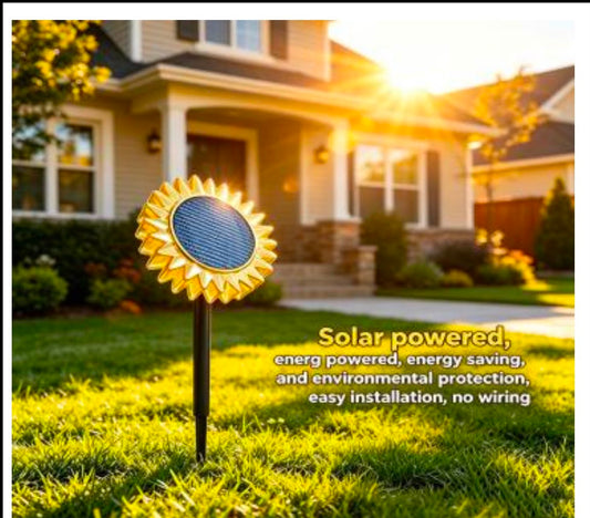 Lampă solară de grădină floarea-soarelui cu LED alb cald