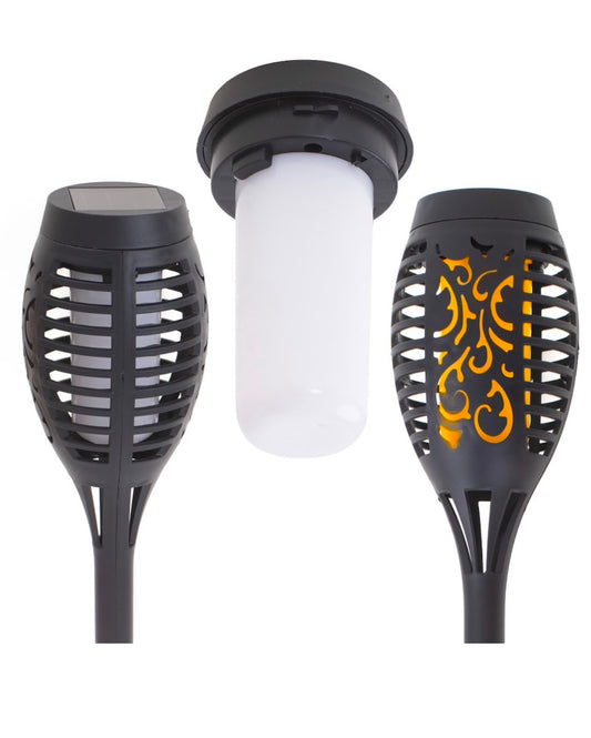 Lampă solară tip torță cu lumină LED care imită flacăra