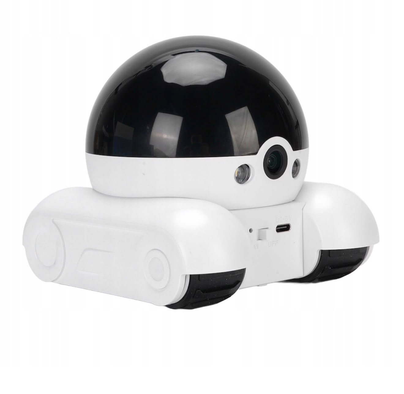 Robot cameră mobil pe șenile care urmărește animalul prin casă