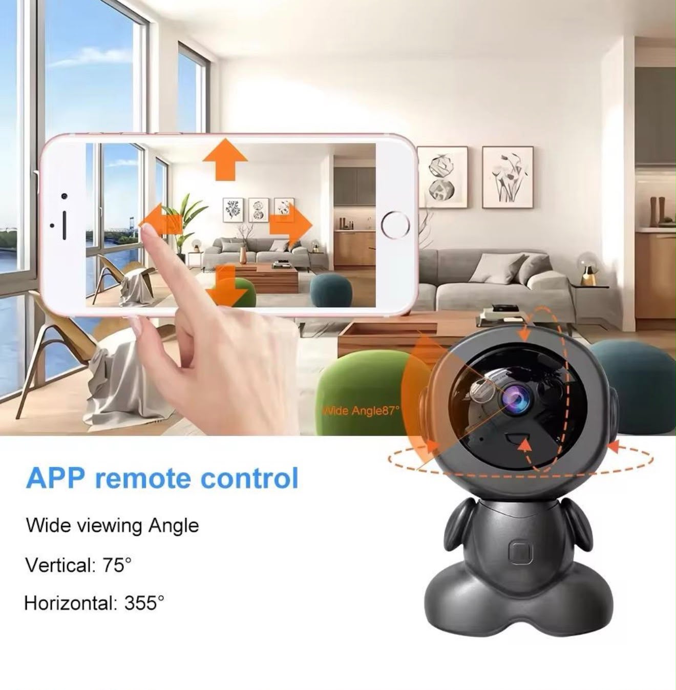 Cameră supraveghere WiFi cu alertă la mișcare pe telefon