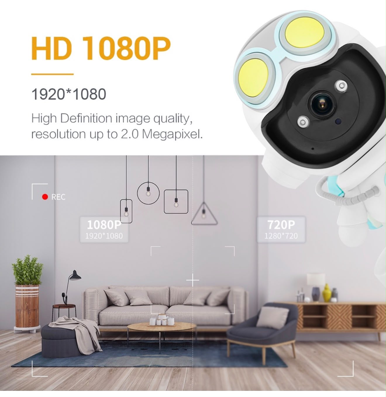 Cameră supraveghere cu acumulator de rezervă de 2000 mAh