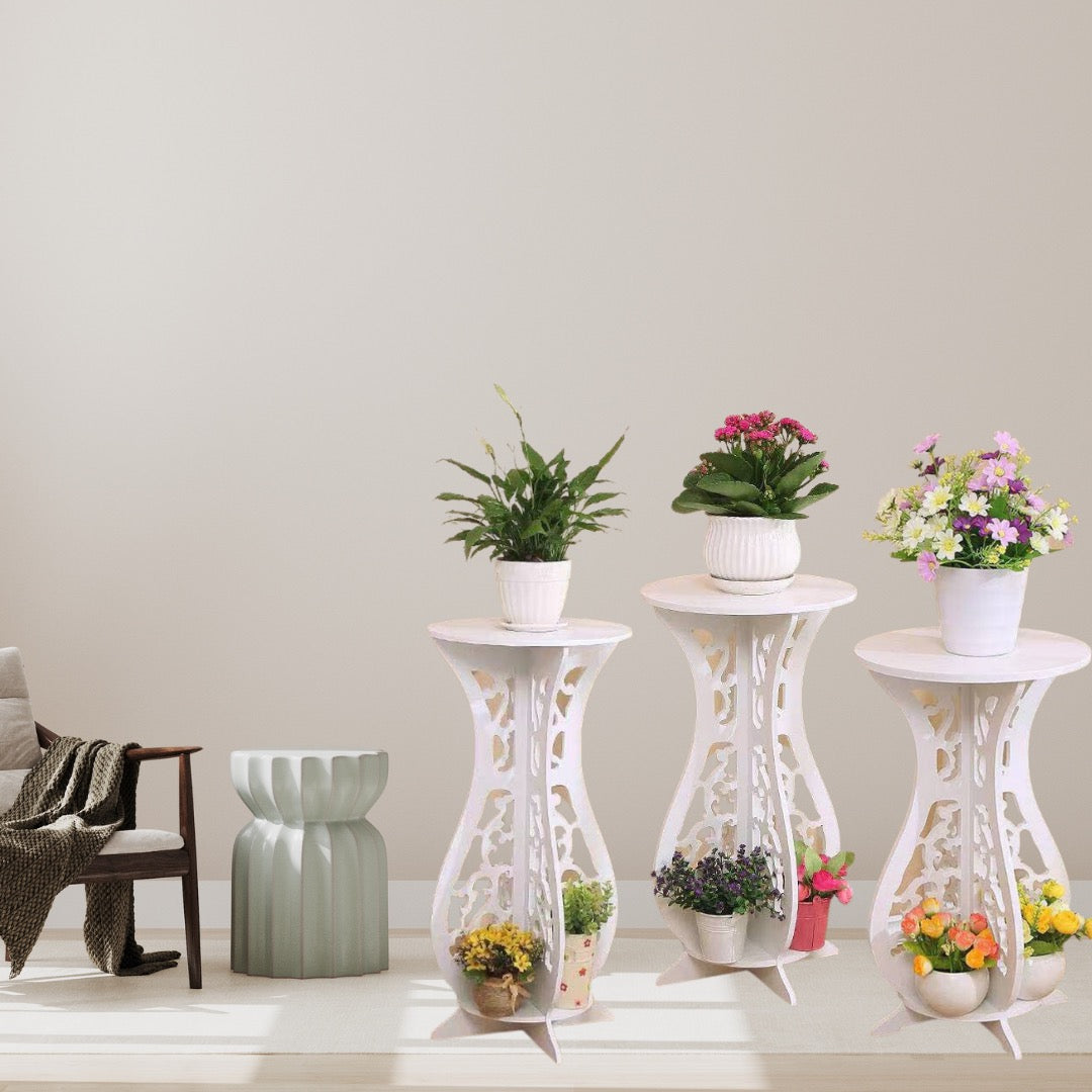 Set 3 masute decorative pentru ghivece de flori din PVC — Confort Practic Pentru Casa Ta