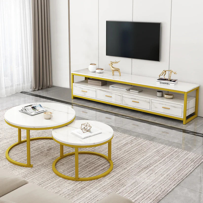 RESIGILAT - Set 2 masute rotunde de cafea cu efect — Confort Practic Pentru Casa Ta