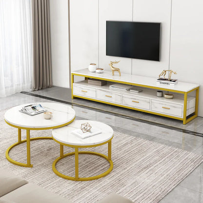 RESIGILAT - Set 2 masute rotunde de cafea cu efect — Confort Practic Pentru Casa Ta