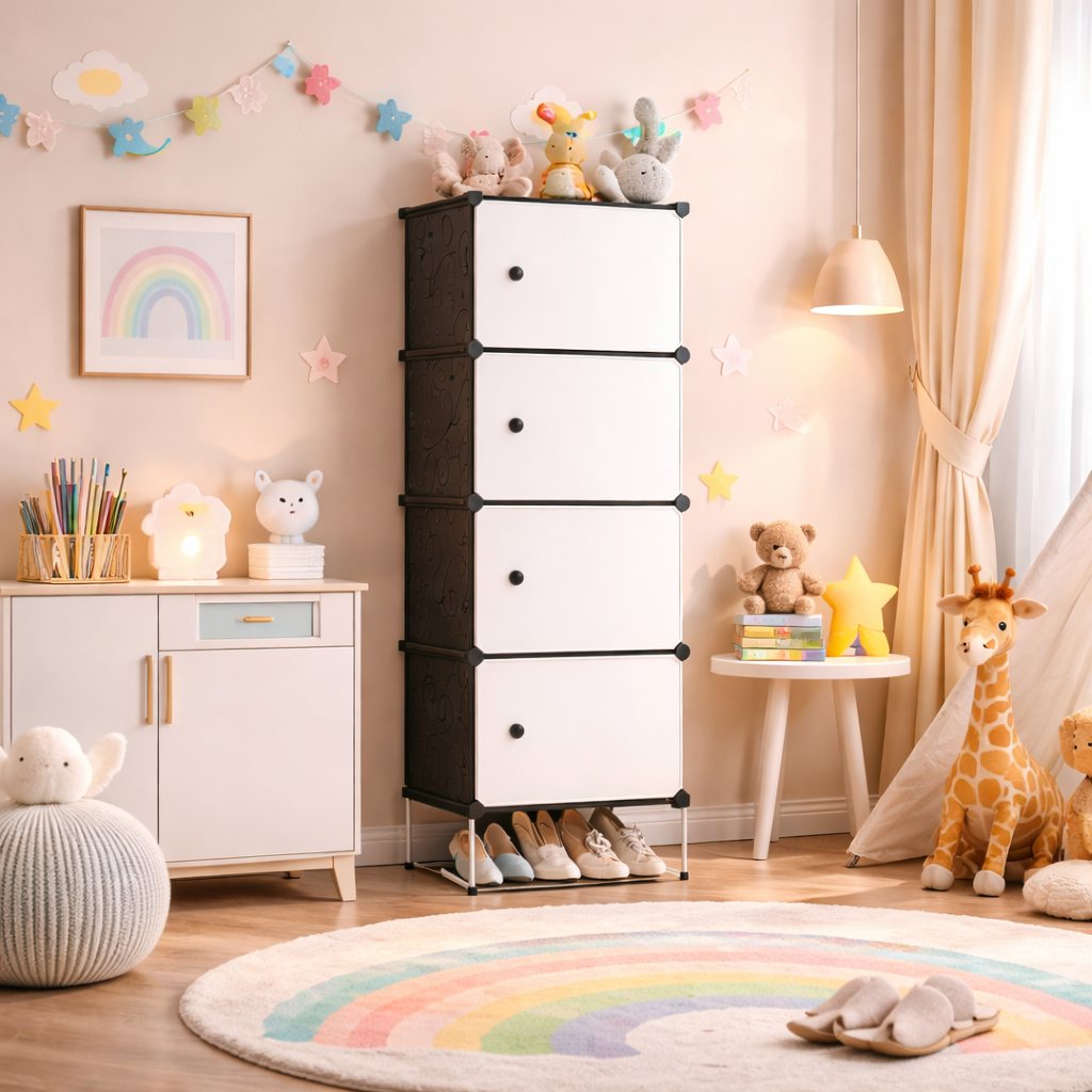 Organizator depozitare 4 compartimente 42x36x136 cm Alb — Confort Practic Pentru Casa Ta