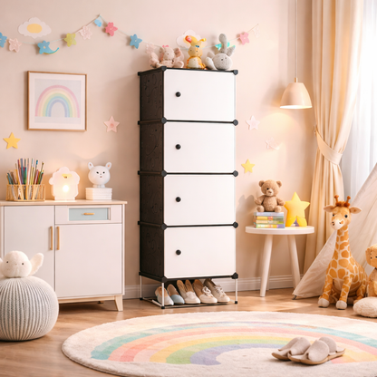 Organizator depozitare 4 compartimente 42x36x136 cm Alb — Confort Practic Pentru Casa Ta