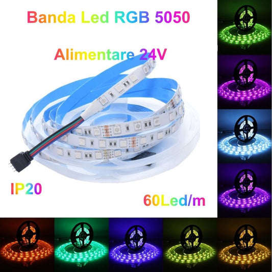 Bandă LED COB RGB 24V, 5m, 840 LED/m, 16W/m, 10mm, Q-18A118