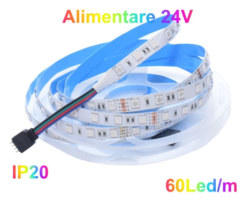 Bandă LED COB RGB 24V, 5m, 840 LED/m, 16W/m, 10mm, Q-18A118