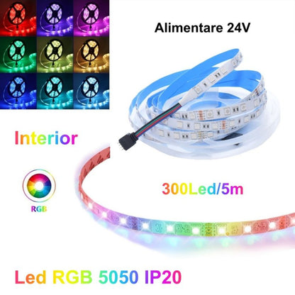 Bandă LED COB RGB 24V, 5m, 840 LED/m, 16W/m, 10mm, Q-18A118