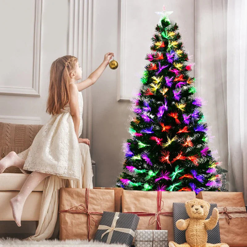Brad artificial cu fibra optica multicolora si LED-uri 120cm pana — Ambient Modern Pentru Acasă